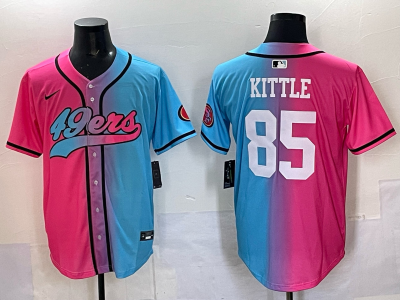 Men 2025 San Francisco 49ers #85 Kittle Pink Blue pink Nike Limited NFL Jersey 001